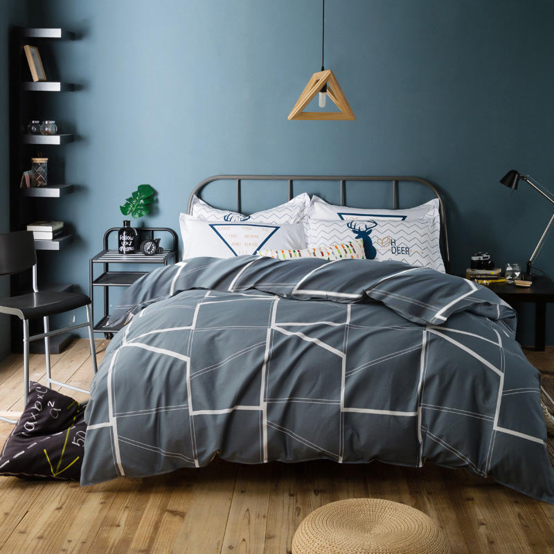 Household Brushed Bed Sheet And Duvet Cover Set