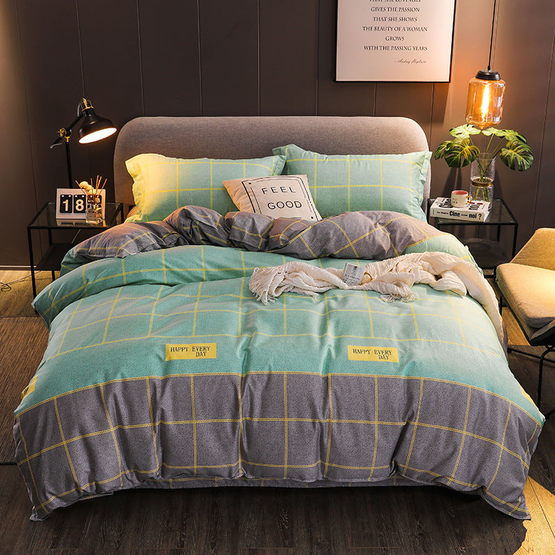 Household Brushed Bed Sheet And Duvet Cover Set