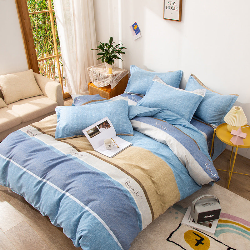 Household Brushed Bed Sheet And Duvet Cover Set