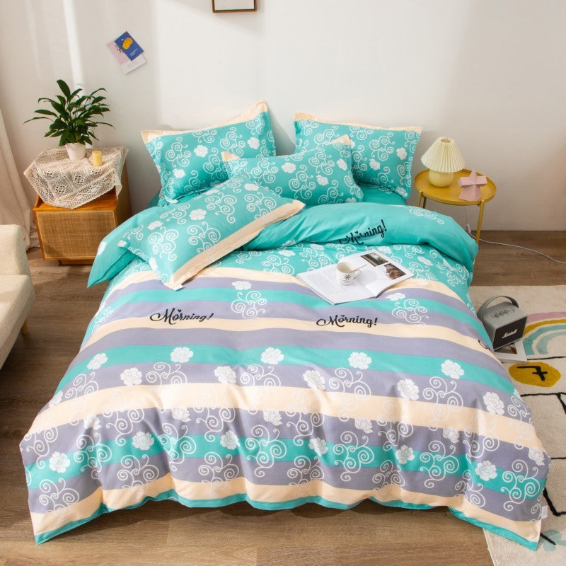 Household Brushed Bed Sheet And Duvet Cover Set