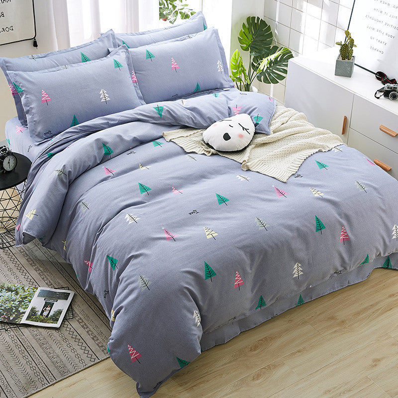 Household Brushed Bed Sheet And Duvet Cover Set