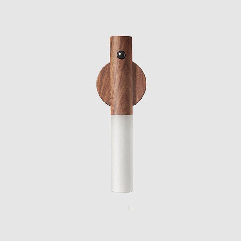 Wireless Motion Sensor Night Light – LED Wall Lamp with USB & Wood Finish