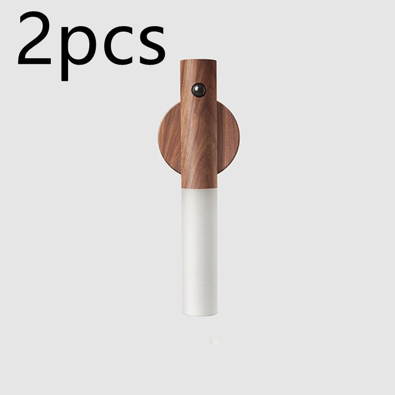 Wireless Motion Sensor Night Light – LED Wall Lamp with USB & Wood Finish