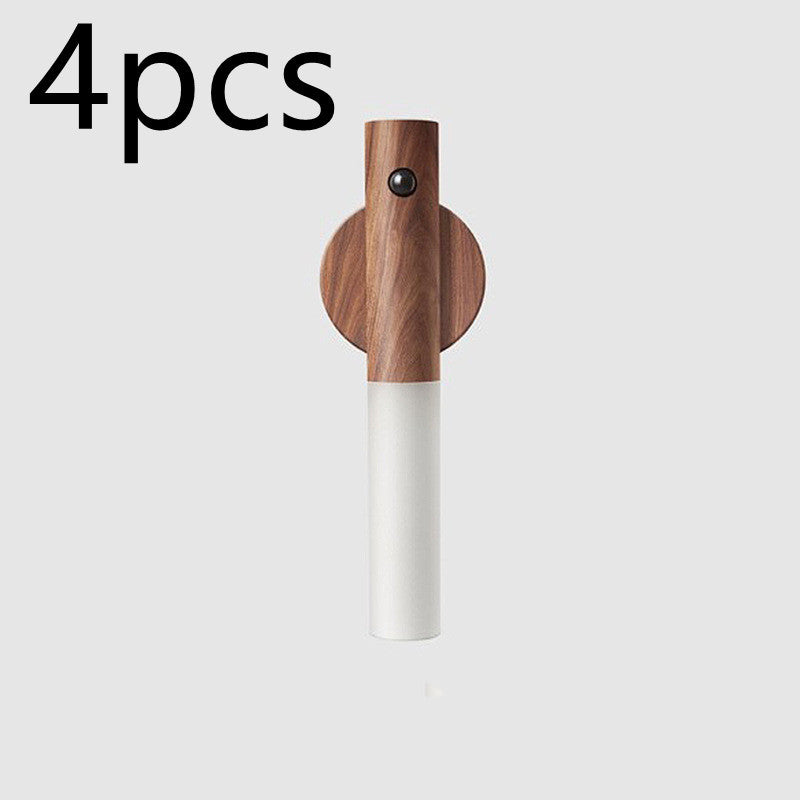 Wireless Motion Sensor Night Light – LED Wall Lamp with USB & Wood Finish