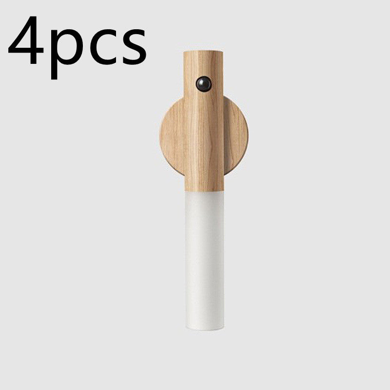 Wireless Motion Sensor Night Light – LED Wall Lamp with USB & Wood Finish