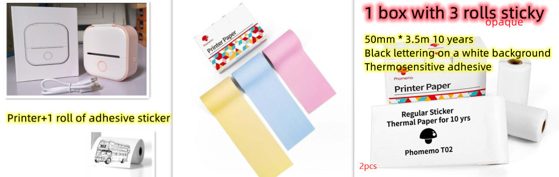 Portable Mini Thermal Label & Photo Printer – Bluetooth, Inkless, Ideal for Students & Home Use