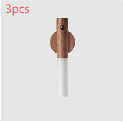 Wireless Motion Sensor Night Light – LED Wall Lamp with USB & Wood Finish