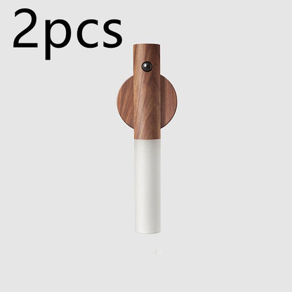 Wireless Motion Sensor Night Light – LED Wall Lamp with USB & Wood Finish