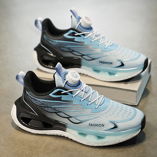 Youth Shock Absorption Rotating Button Sneakers – Breathable Sport Running Shoes
